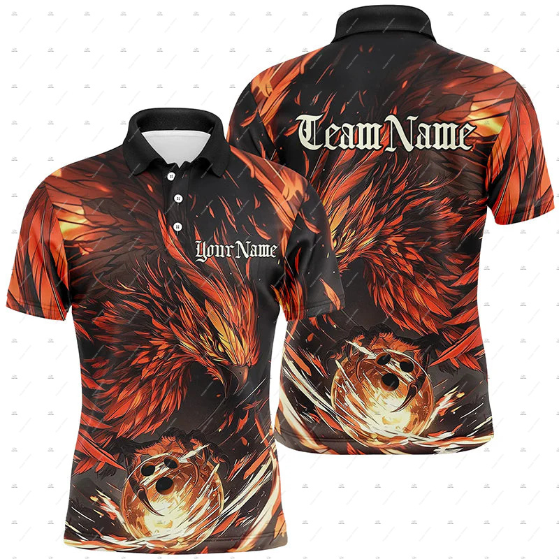 Short Sleeve Bowling Shirt Retro - Koszulki Polo z Krótkim Rękawem z