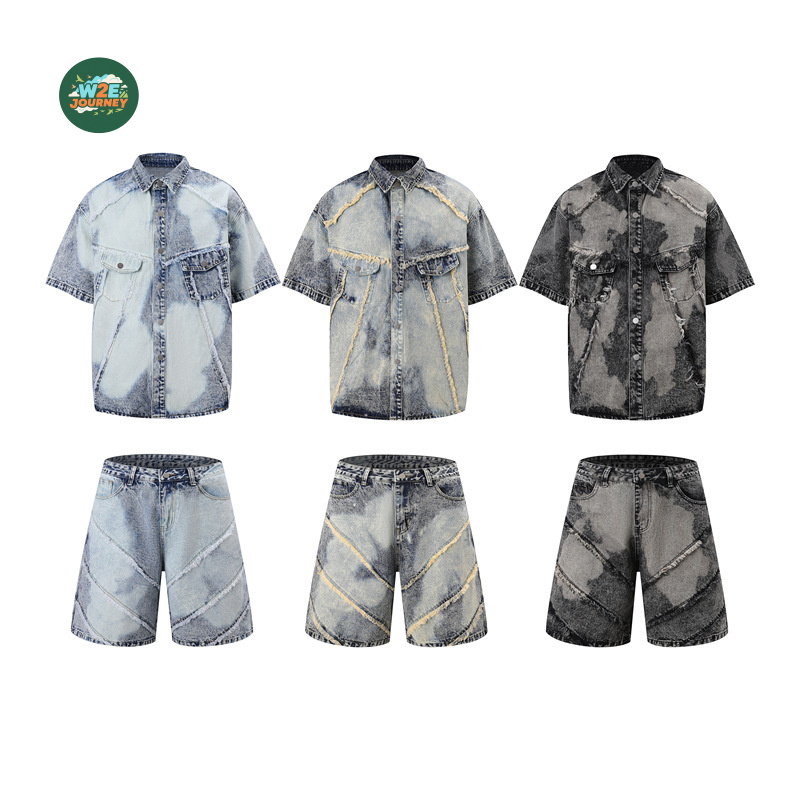 Jeans - W2EJOURNEY Luksusowy Zestaw Męski: Koszula Jeansowa