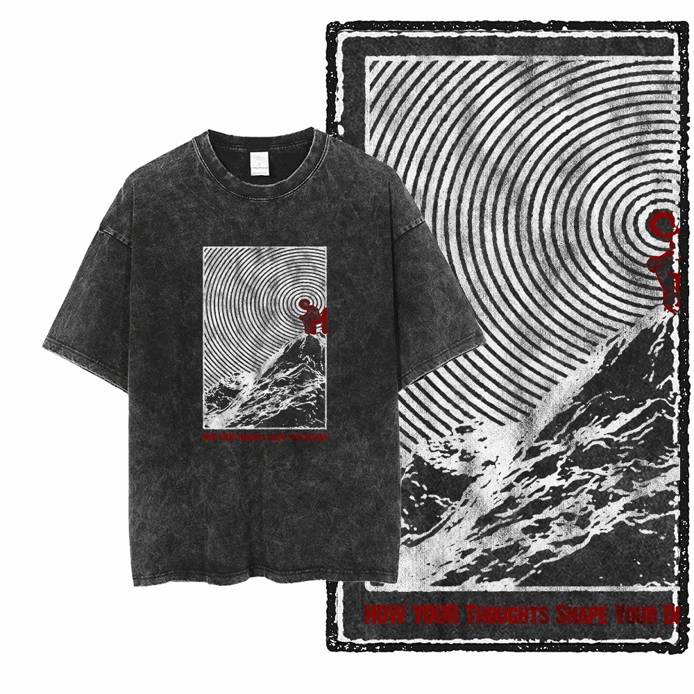 Acid Wash Vintage Graphic T Shirt - Koszulka męska ZF STREETWEAR z nadrukiem,