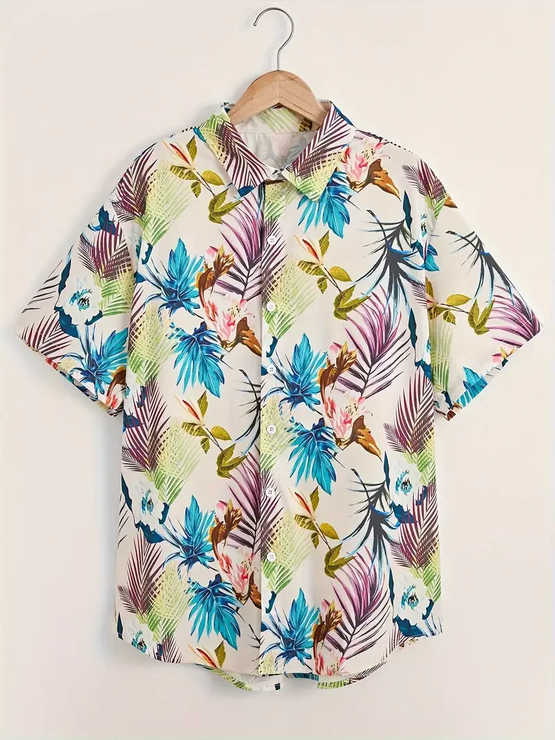 Short Sleeve Bowling Shirt Retro - Męska klasyczna koszula hawajska z motywem