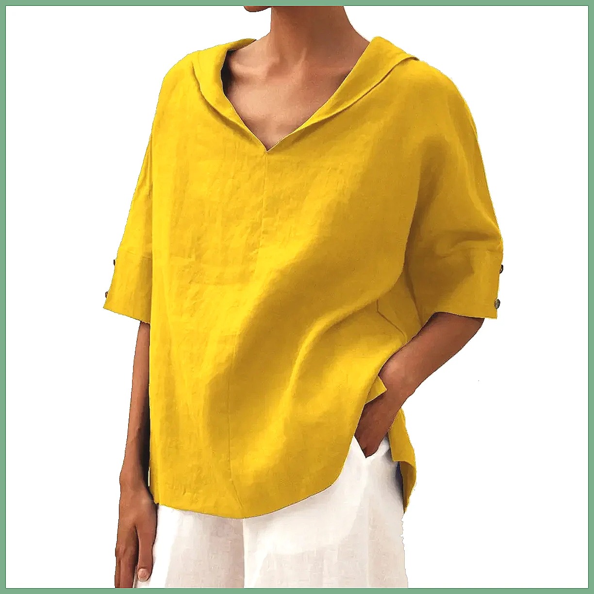 Shirts - Damska luźna koszula z bawełny i