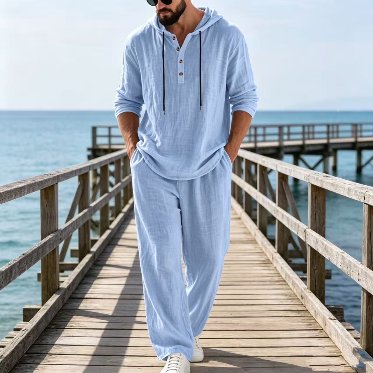 Męski lniany garnitur na wiosn – Mens Linen Shirt Long Sleeve recenzja i cena