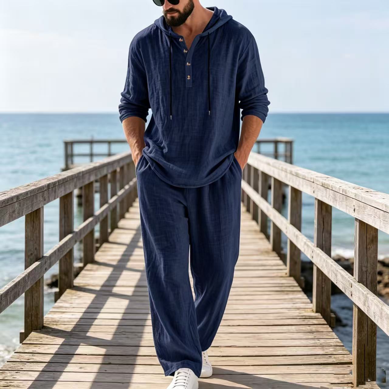 Męski lniany garnitur na wiosn – Mens Linen Shirt Long Sleeve recenzja i cena