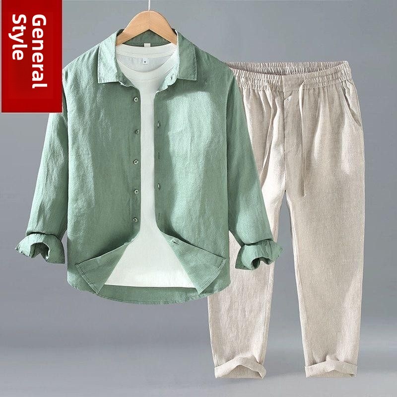 Letni zestaw koszula i spodnie – Mens Linen Shirt Long Sleeve recenzja i cena