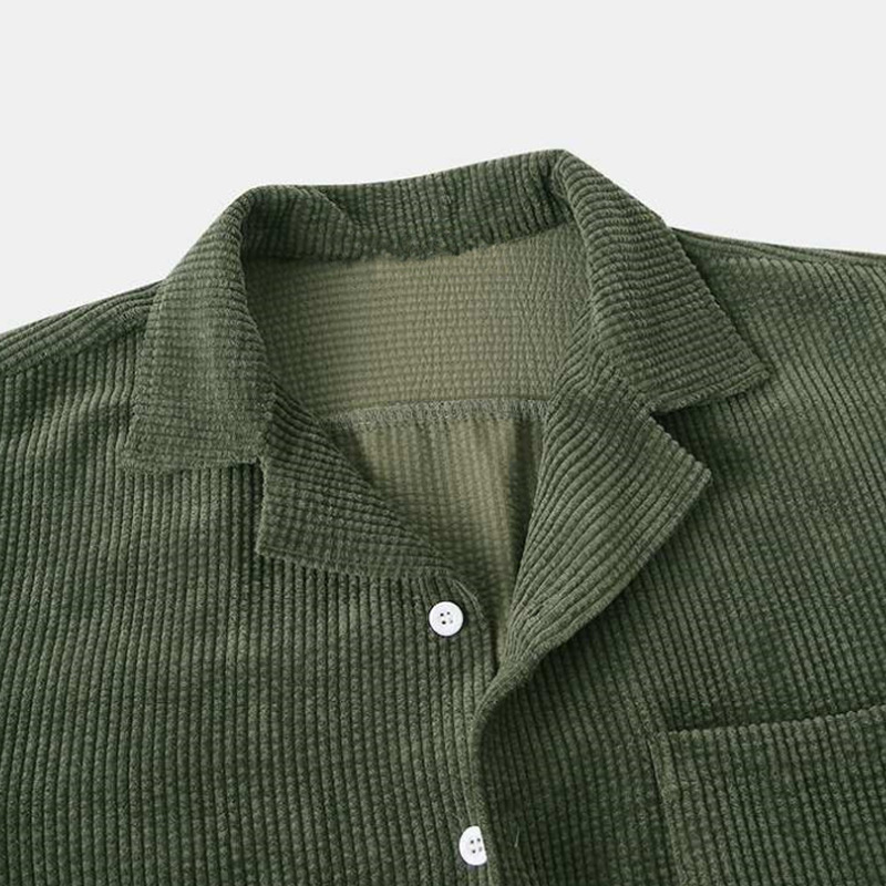 2025 Nowy męski letni zestaw s – Corduroy Button Up Shirt Men recenzja i cena