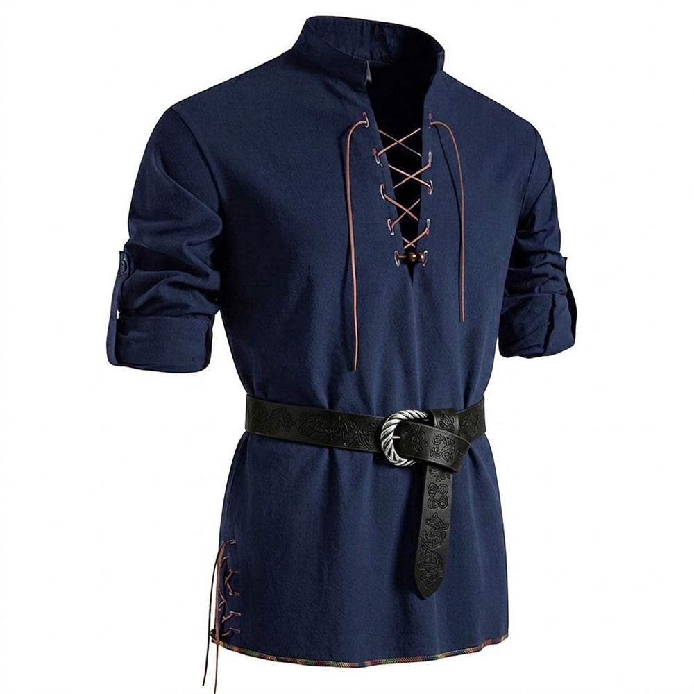 Męska koszula vintage z bawełn – Medieval Gothic Lace Up Pirate Shirt recenzja i cena