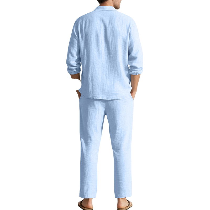Wiosenno-letnie lniane zestawy – Mens Linen Shirt Long Sleeve recenzja i cena
